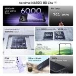 realme NARZO 80 Lite 5G (Onyx Black, 6GB+128GB) | 6000mAh Long-Lasting Battery | MediaTek Dimensity 6300 5G | AI Assist | IP64 Rated Water & Dust Resistance | Military-Grade Durability